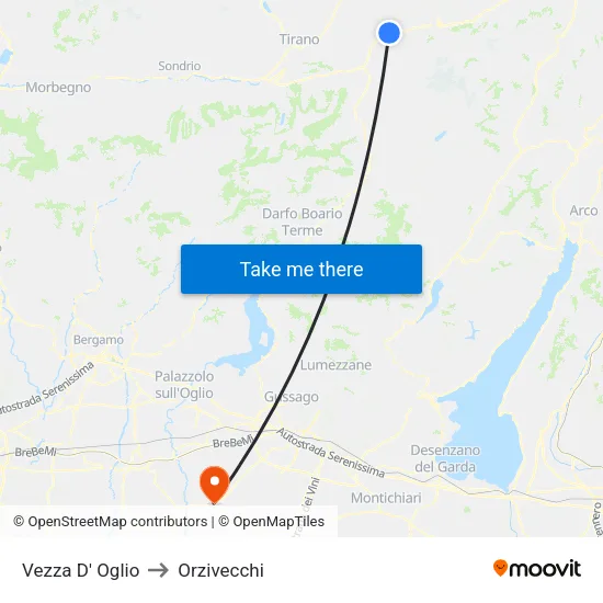 Vezza D' Oglio to Orzivecchi map