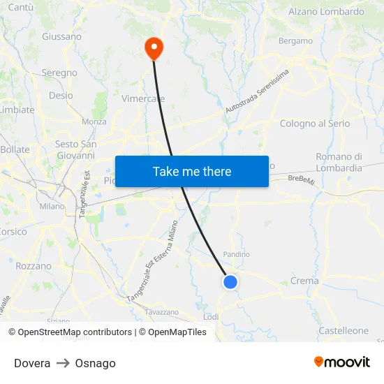 Dovera to Osnago map