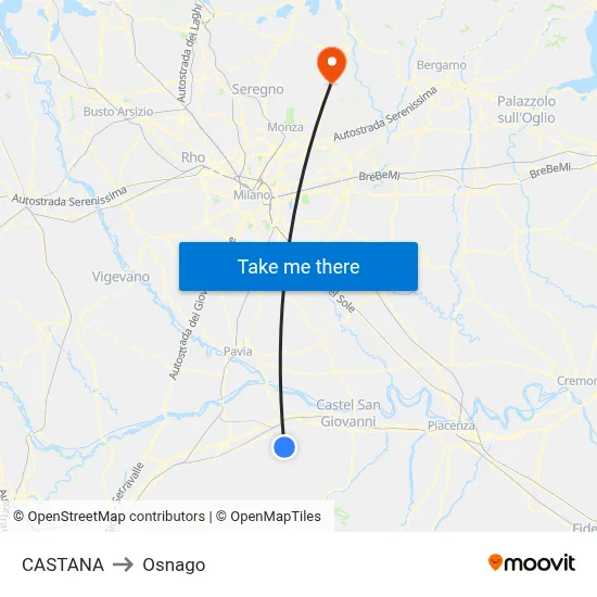 Castana to Osnago map