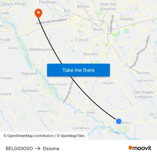 Belgioioso to Ossona map