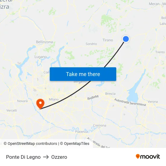 Wooden Bridge to Ozzero map