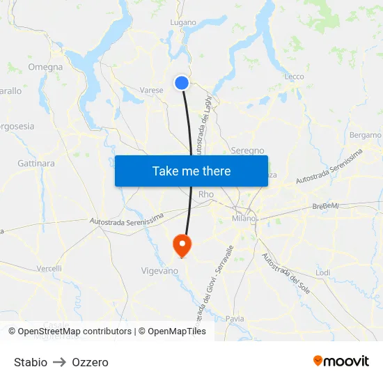 Stabio to Ozzero map