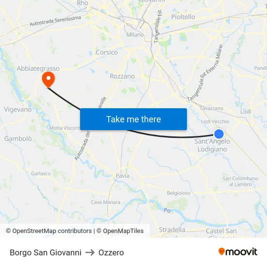 Borgo San Giovanni to Ozzero map