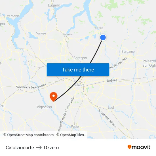 Calolziocorte to Ozzero map