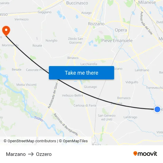 Marzano to Ozzero map