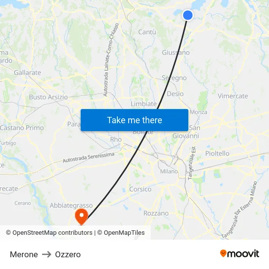 Merone to Ozzero map