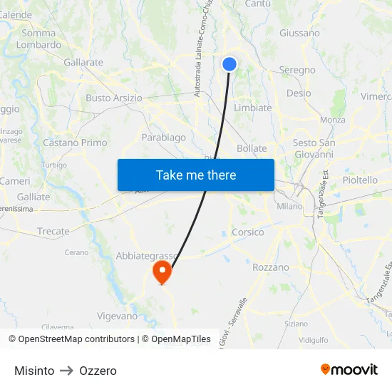 Misinto to Ozzero map