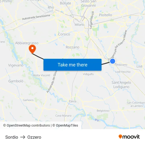 Sordio to Ozzero map