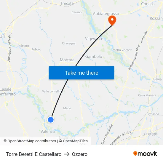 Torre Beretti e Castellaro to Ozzero map