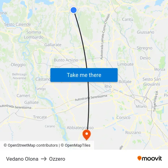 Vedano Olona to Ozzero map