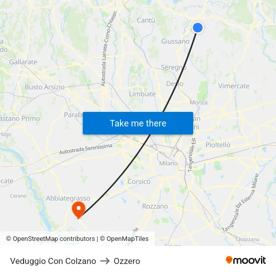 Veduggio Con Colzano to Ozzero map