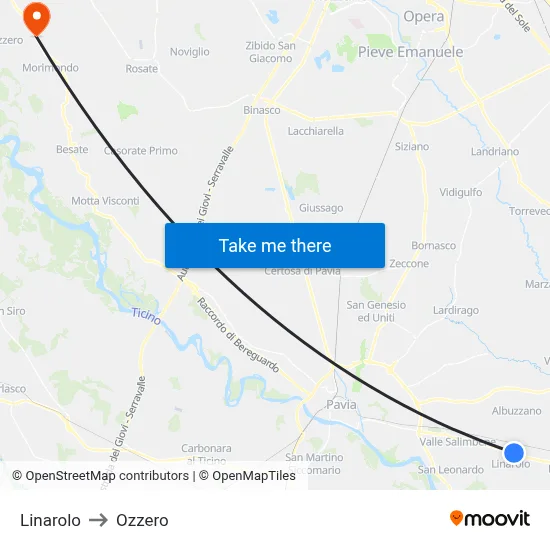 Linarolo to Ozzero map