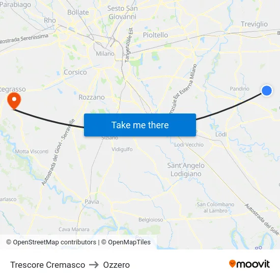 Trescore Cremasco to Ozzero map
