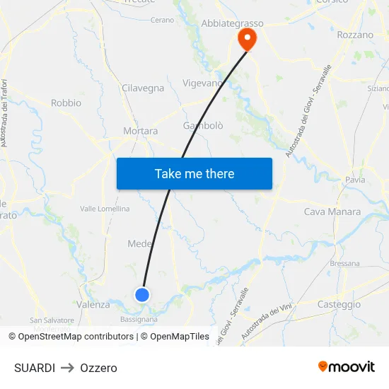 Suardi to Ozzero map
