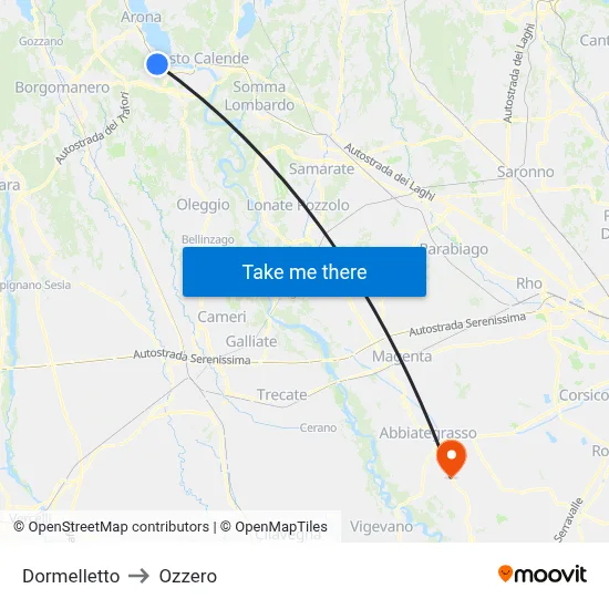 Dormelletto to Ozzero map