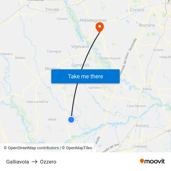 Galliavola to Ozzero map