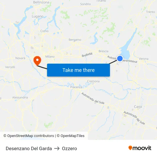 Desenzano Del Garda to Ozzero map