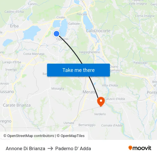 Annone Di Brianza to Paderno D' Adda map