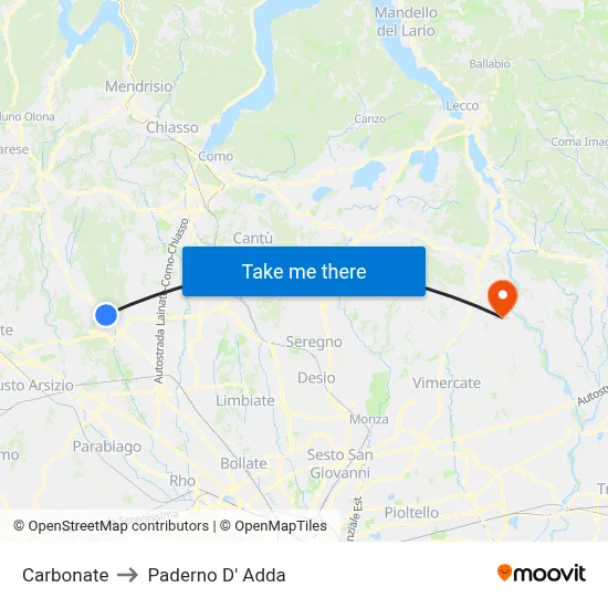 Carbonate to Paderno D' Adda map