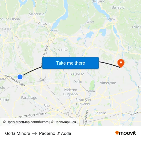 Gorla Minore to Paderno D'Adda map