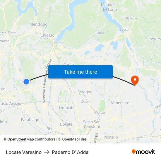 Locate Varesino to Paderno D'Adda map