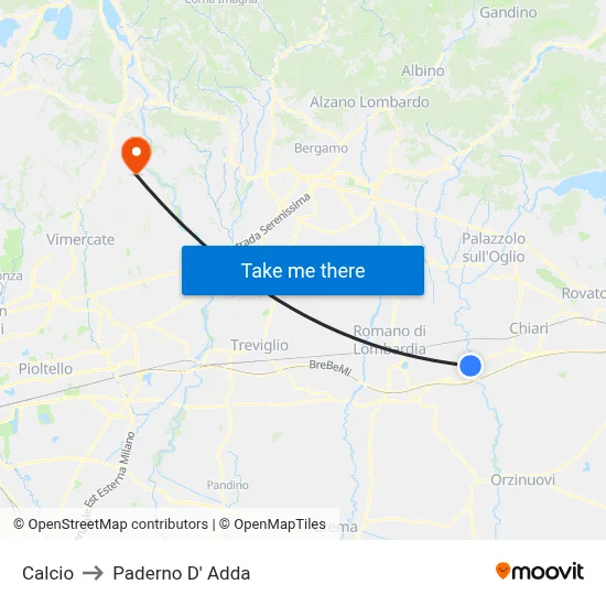 Soccer to Paderno D'Adda map