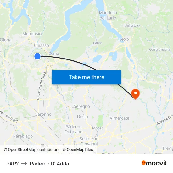 Parre to Paderno D'Adda map