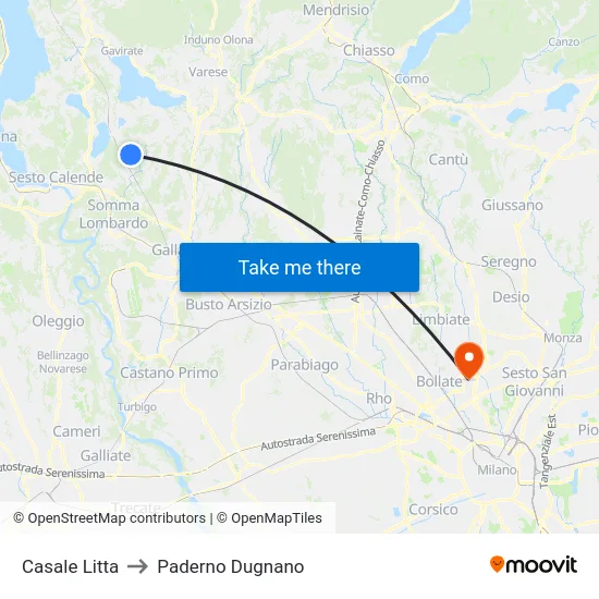 Casale Litta to Paderno Dugnano map