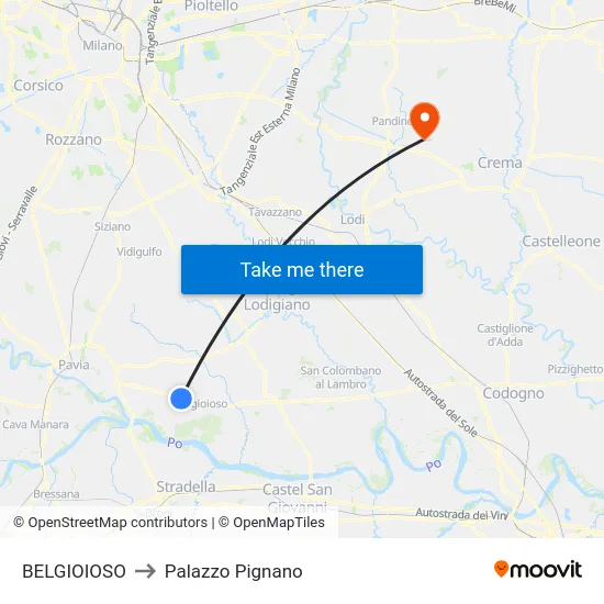 BELGIOIOSO to Palazzo Pignano map