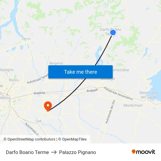 Darfo Boario Terme to Palazzo Pignano map