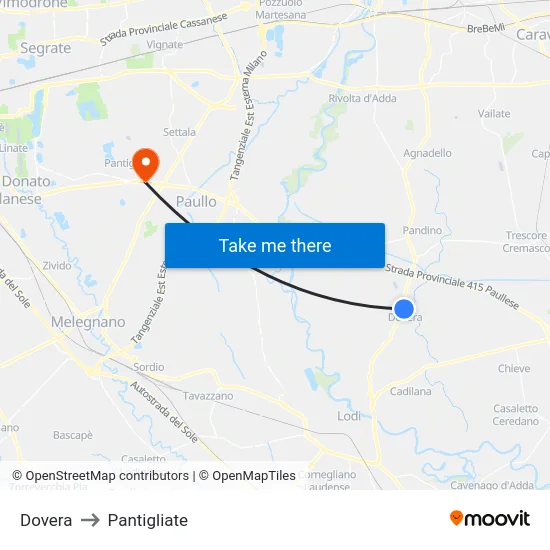 Dovera to Pantigliate map