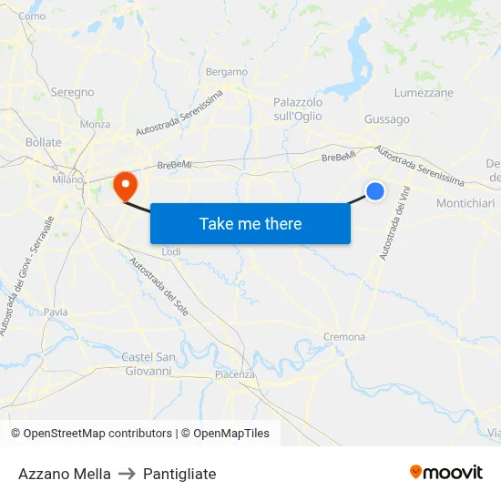 Azzano Mella to Pantigliate map