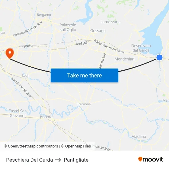 Peschiera Del Garda to Pantigliate map