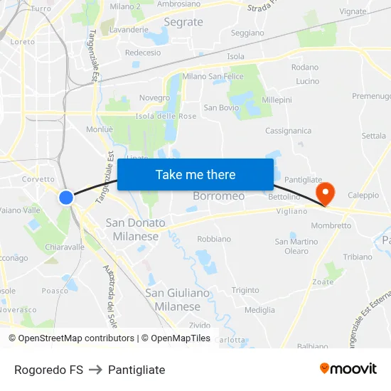 Rogoredo FS to Pantigliate map