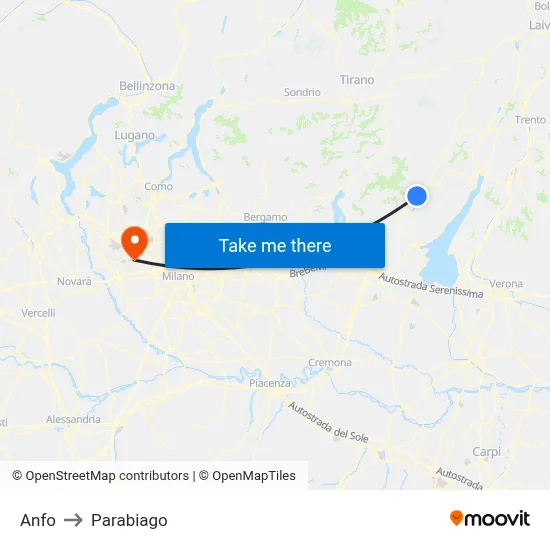 Anfo to Parabiago map