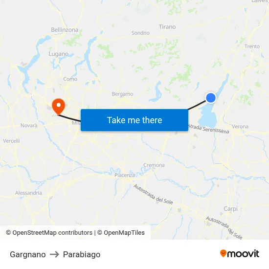 Gargnano to Parabiago map