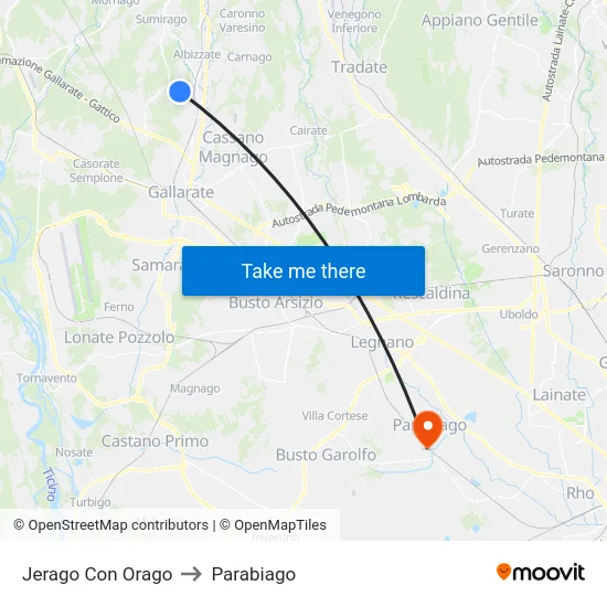 Jerago con Orago to Parabiago map