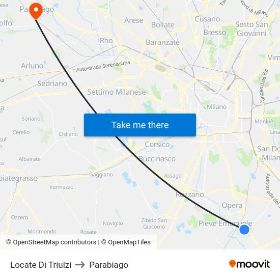 Locate di Triulzi to Parabiago map