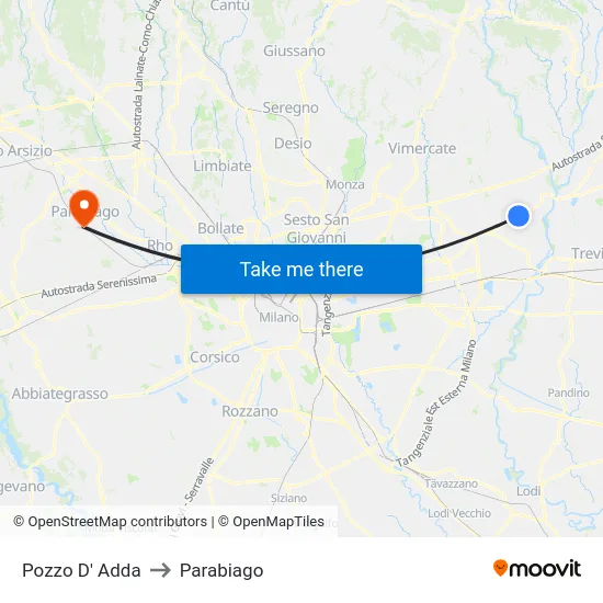 Pozzo D' Adda to Parabiago map