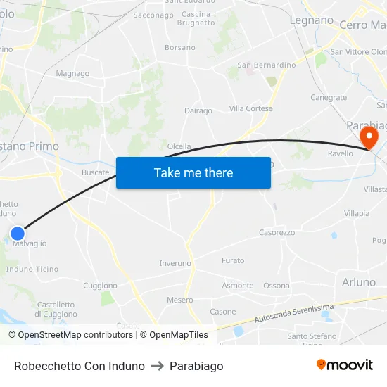 Robecchetto Con Induno to Parabiago map