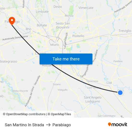 San Martino In Strada to Parabiago map