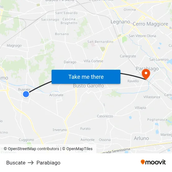 Buscate to Parabiago map