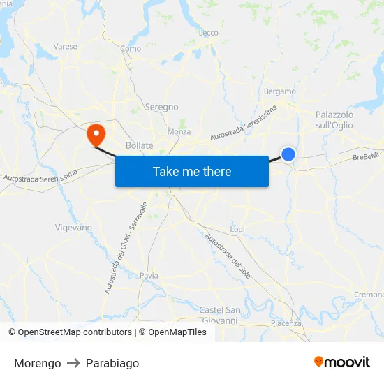 Morengo to Parabiago map