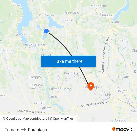 Ternate to Parabiago map