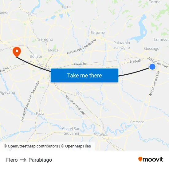 Flero to Parabiago map