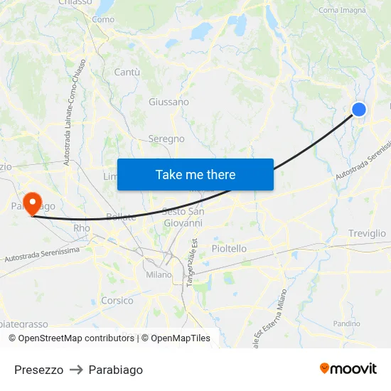 Presezzo to Parabiago map