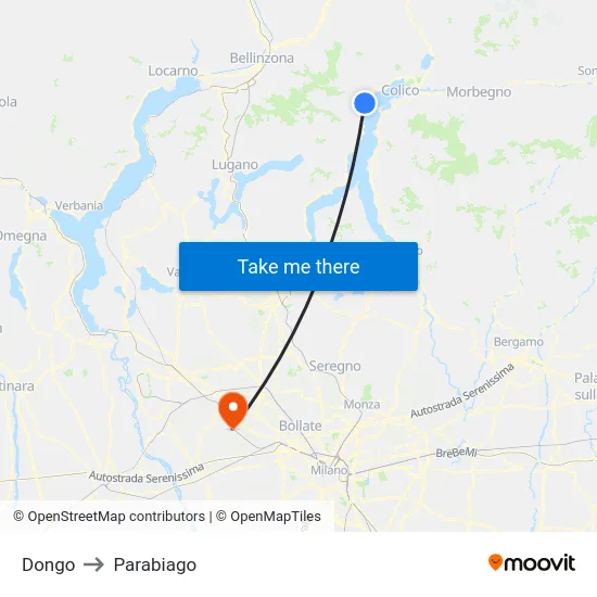 Dongo to Parabiago map