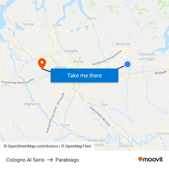 Cologno Al Serio to Parabiago map