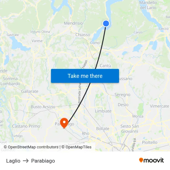 Laglio to Parabiago map