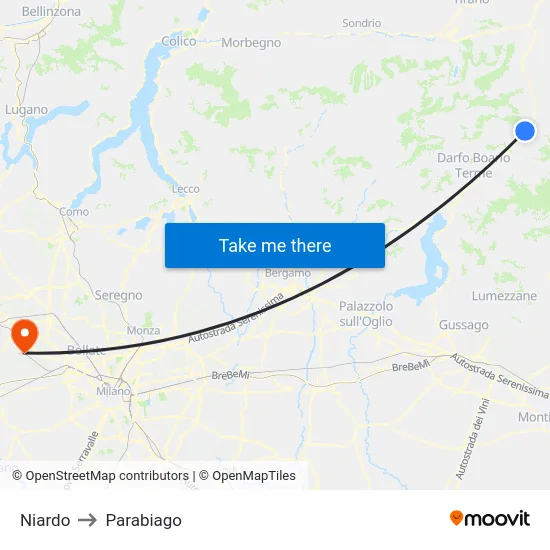 Niardo to Parabiago map
